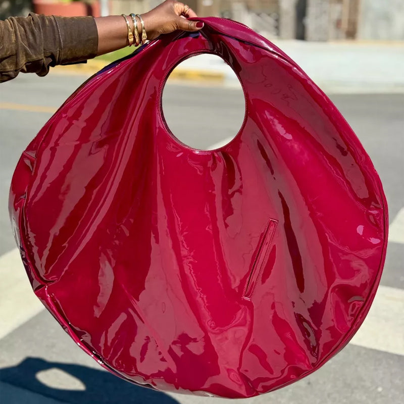 Faux Patent Leather Oversized Tote