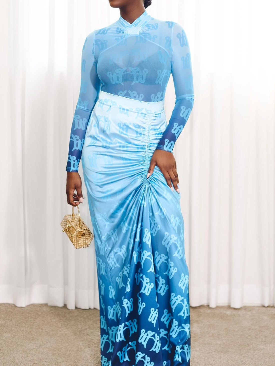 Floral Print Long Sleeve Midi Dress