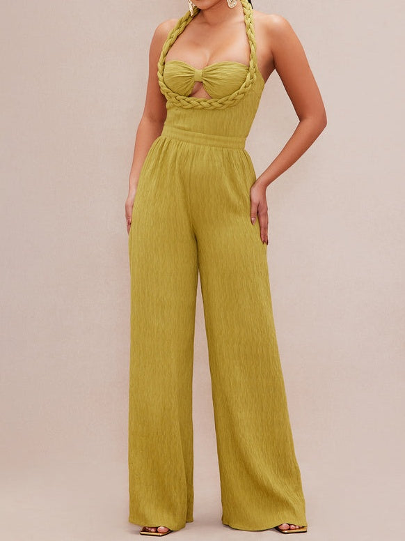 Olive Textured Jumpsuit