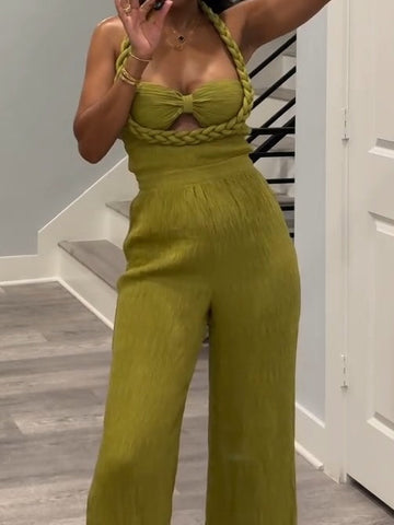 Olive Textured Jumpsuit