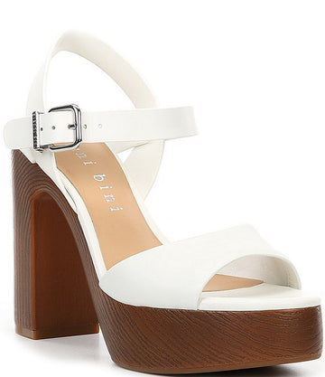Leather Block Heel Platform Sandals