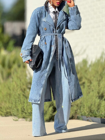 The Runway Double-Breast Denim Trench