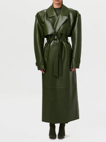 Vegan Leather Trench Coat