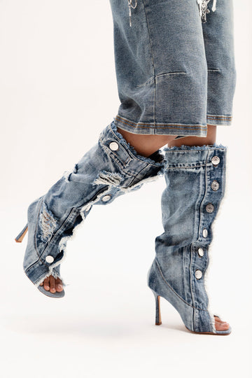 DENIM OPEN TOE BOOT