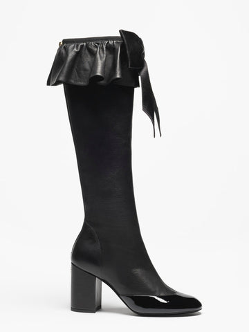 Stretch Lambskin Black High Boots