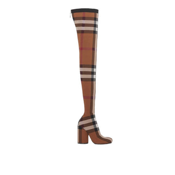 Brown Check Over-The-Knee Boots
