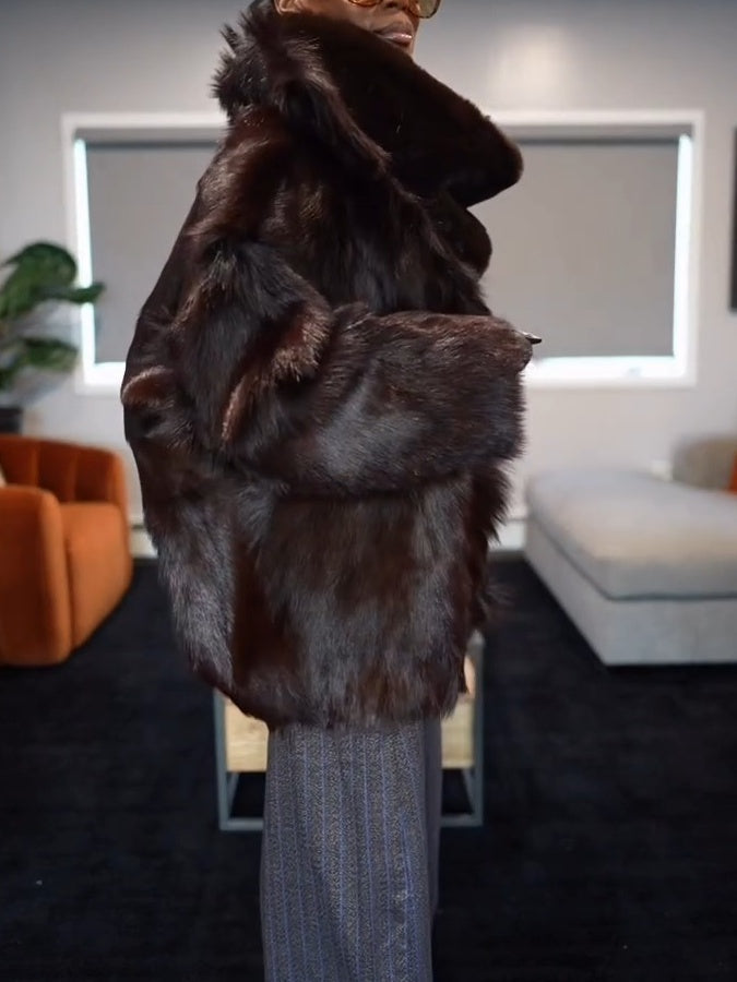 Nerola Funnel Neck Fur Coat