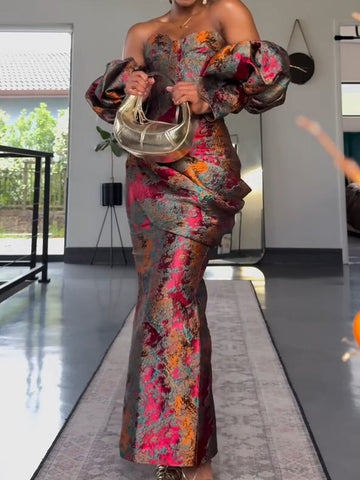 Off-shoulder Ruffled Maxi Dress