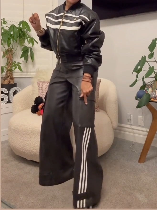 Leather Jacket And Pant Set