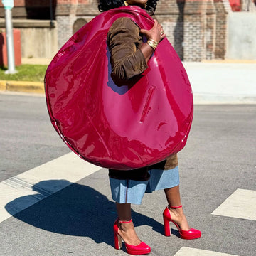 Faux Patent Leather Oversized Tote