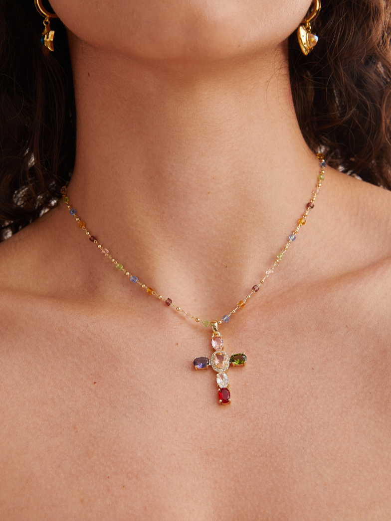 Colorful Cross Pendant Necklace