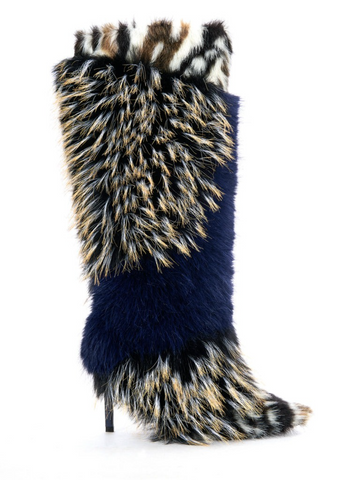 Navy Multi Fur Boot