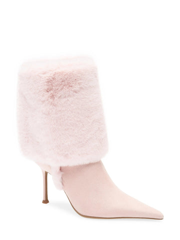 Fold-over Knee High Faux Fur Heeled Boot