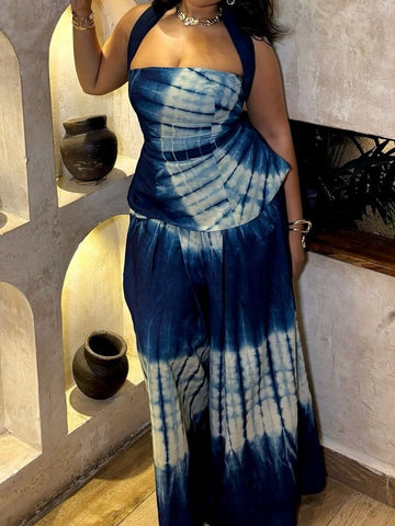 Printed Halter Neck Two-Piece Set