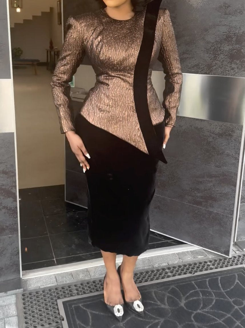 Peplum Long Sleeve Church Dress Suit